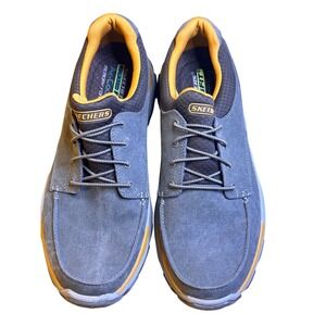 Skechers Relaxed Fit Air Cooled Memory Foam Mens Casual Shoes Gray Orange Sz 13